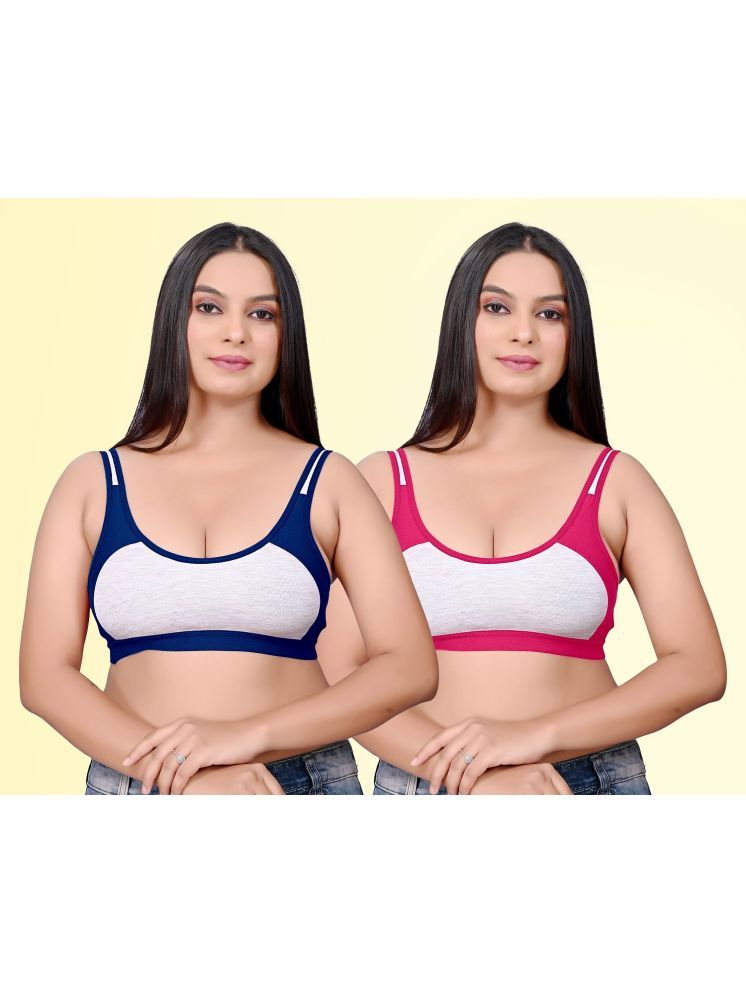     			haya fashion Pack of 2 Cotton Non Padded Women's Everyday Bra ( Multicolor ) Rima Sports D706