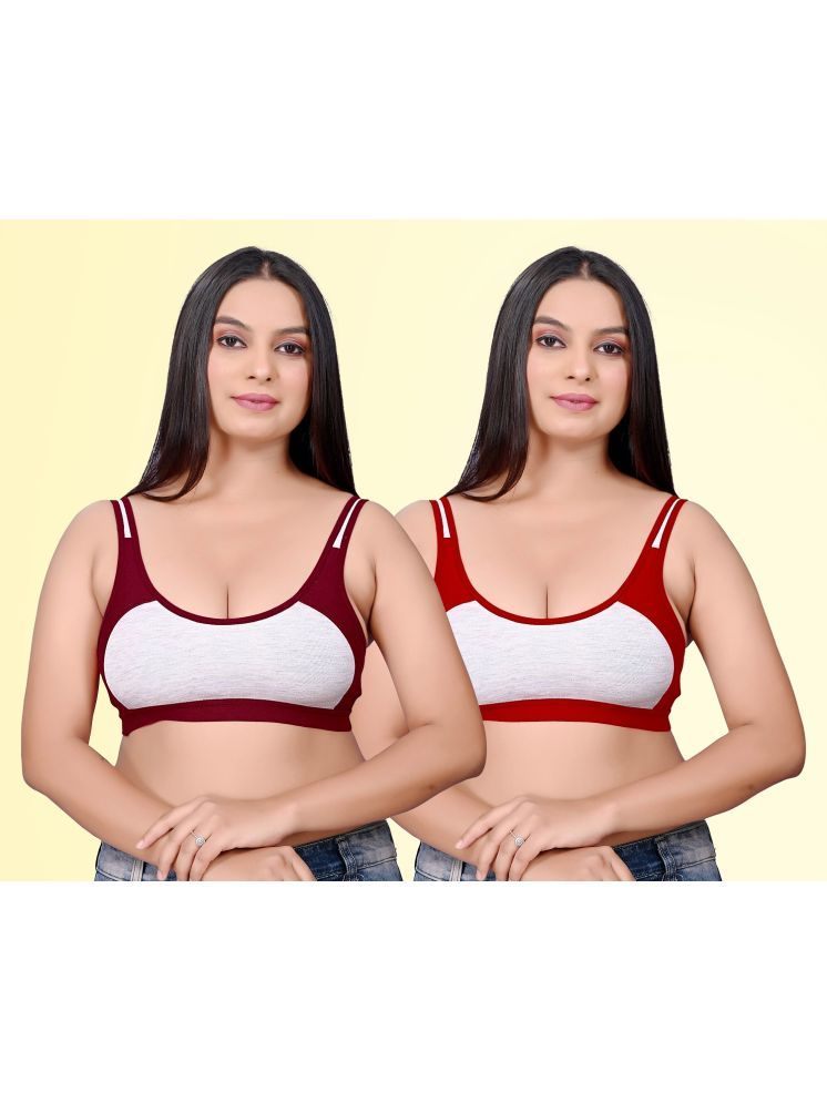     			haya fashion Pack of 2 Cotton Non Padded Women's Everyday Bra ( Multicolor ) Rima Sports D706