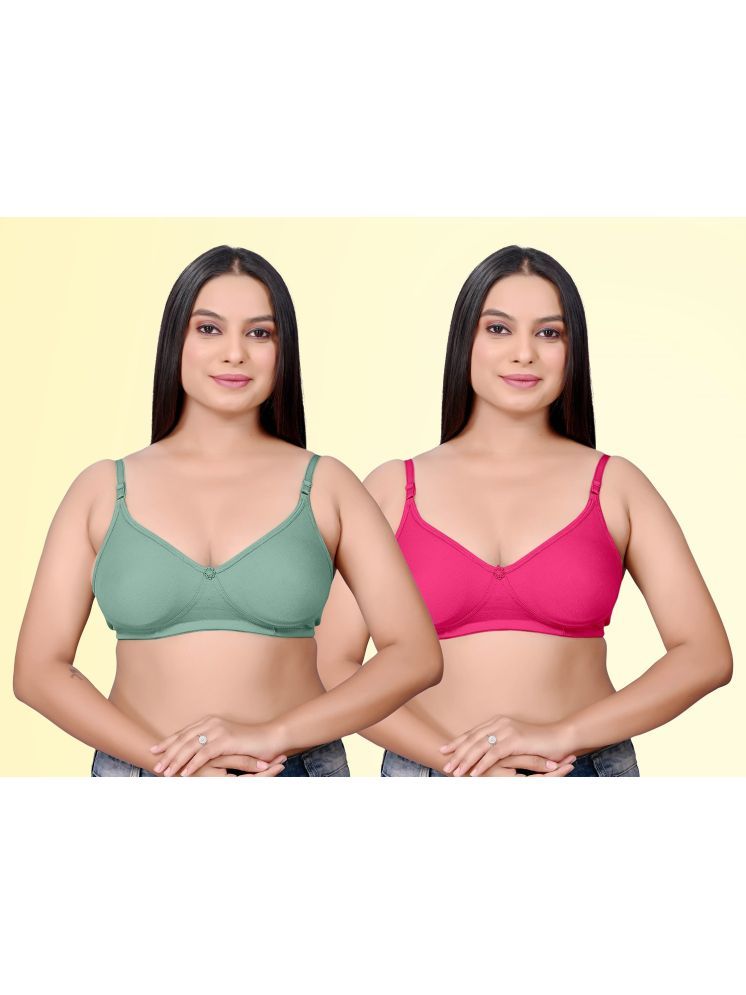     			haya fashion Pack of 2 Cotton Non Padded Women's Everyday Bra ( Multicolor ) Pushup D706