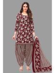 shree jeenmata collection Cotton Printed Kurti With Patiala Women's Stitched Salwar Suit - Maroon ( Pack of 1 )