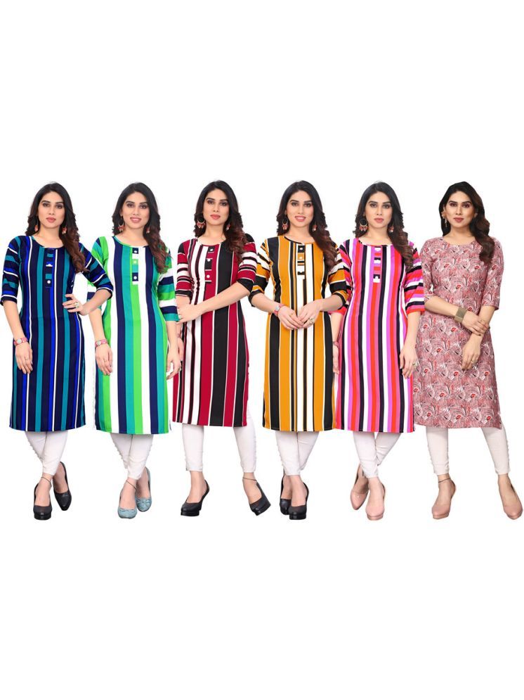     			KETAKI FASHION Crepe Printed Straight Women's Kurti - Multicoloured ( Pack of 6 )