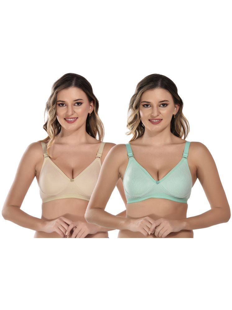     			Viral Girl Green Cotton Non Padded Women's T-Shirt Bra ( Pack of 2 )