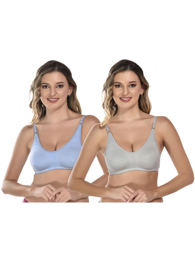     			Viral Girl Light Blue Cotton Non Padded Women's T-Shirt Bra ( Pack of 2 )