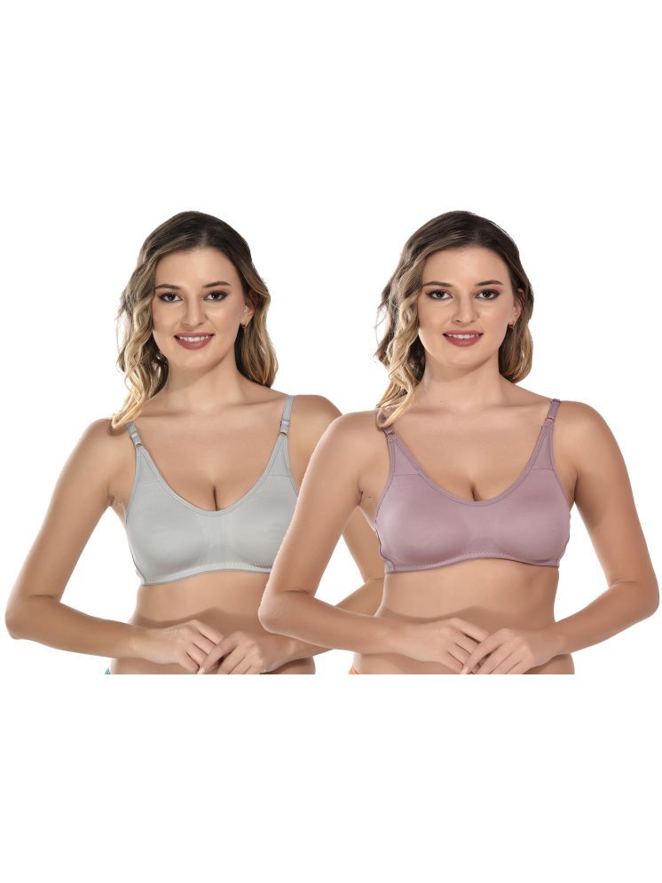     			Viral Girl Light Grey Cotton Non Padded Women's T-Shirt Bra ( Pack of 2 )