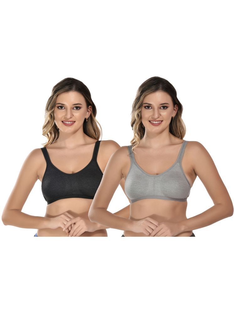     			Viral Girl Light Grey Cotton Non Padded Women's Everyday Bra ( Pack of 2 )