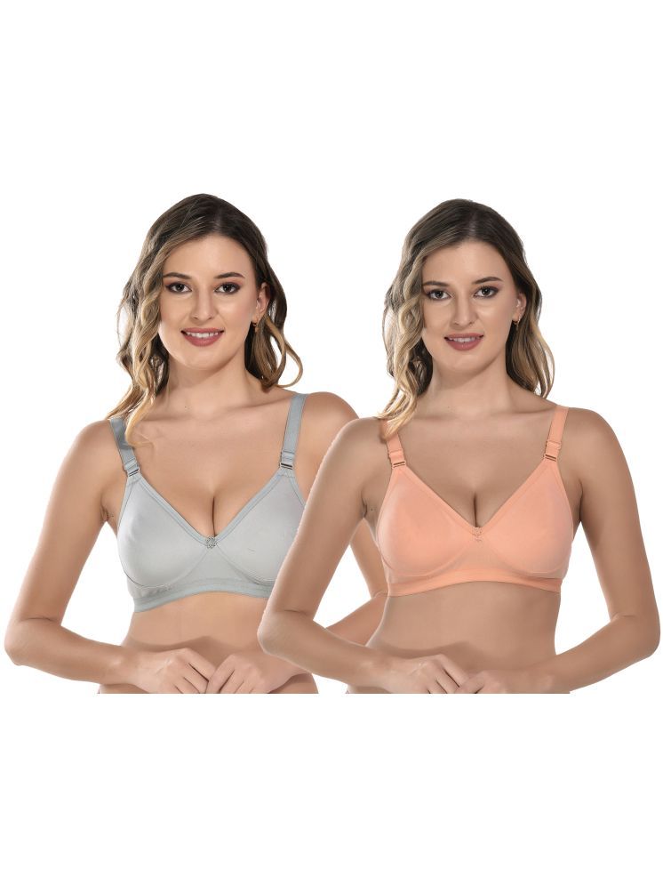     			Viral Girl Pack of 2 Cotton Non Padded Women's T-Shirt Bra ( Orange ) VM-JANNAT-GREY-ORANGE