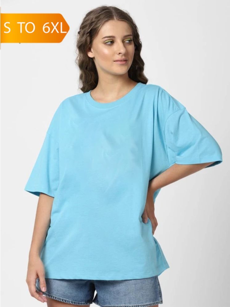     			curvy comfort Light Blue Cotton Women's T-Shirt ( Pack of 1 )