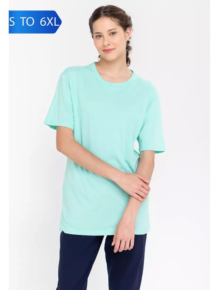     			curvy comfort Sea Green Cotton Women's T-Shirt ( Pack of 1 )