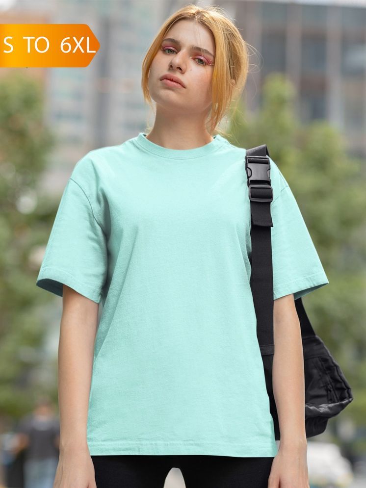     			plusperfaction Sea Green Cotton Women's T-Shirt ( Pack of 1 )