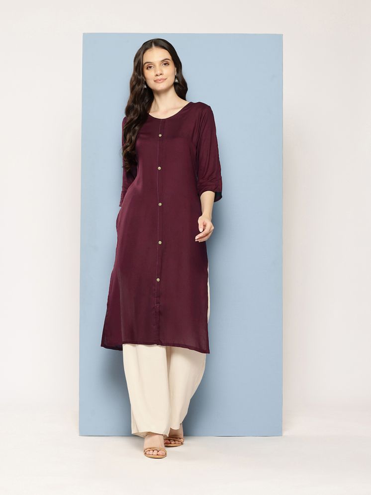     			Aarika Rayon Solid Straight Women's Kurti - Wine ( Pack of 1 )