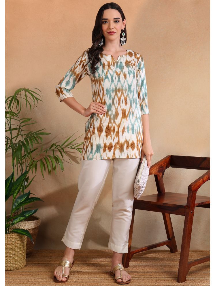     			DSK STUDIO Pack of 1 Viscose Printed Straight Women's Kurti - ( Gold )