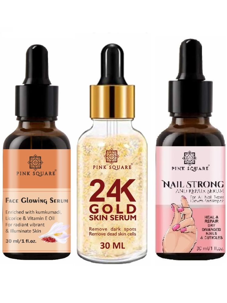     			Face Glowing Skin Serum, 24K Gold Facial Serum & Nail Strong and Repair Serum (Each,30ml) Combo of 3