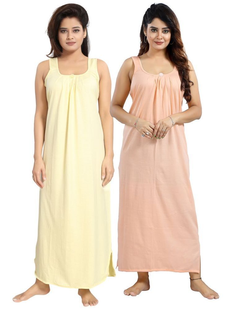     			INNER BEATS Multicolor Cotton Blend Women's Nightwear Nighty & Night Gowns ( Pack of 2 )