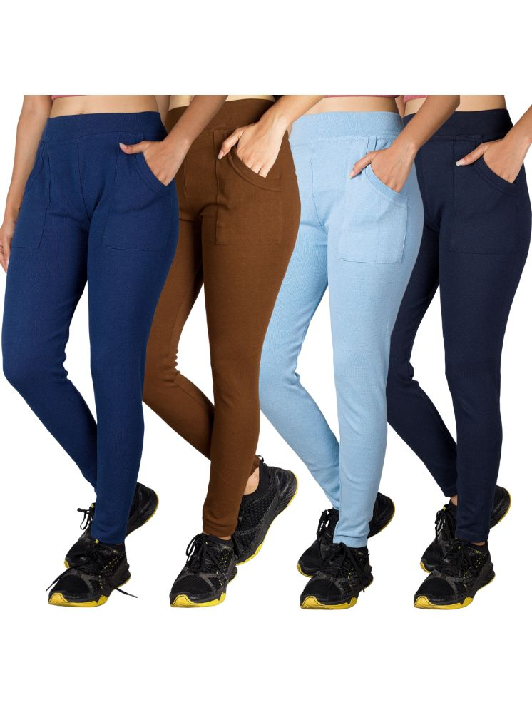     			KARARO JEGGINGS - Cotton Blend Skinny Fit Light Blue Women's Jeggings ( Pack of 4 )