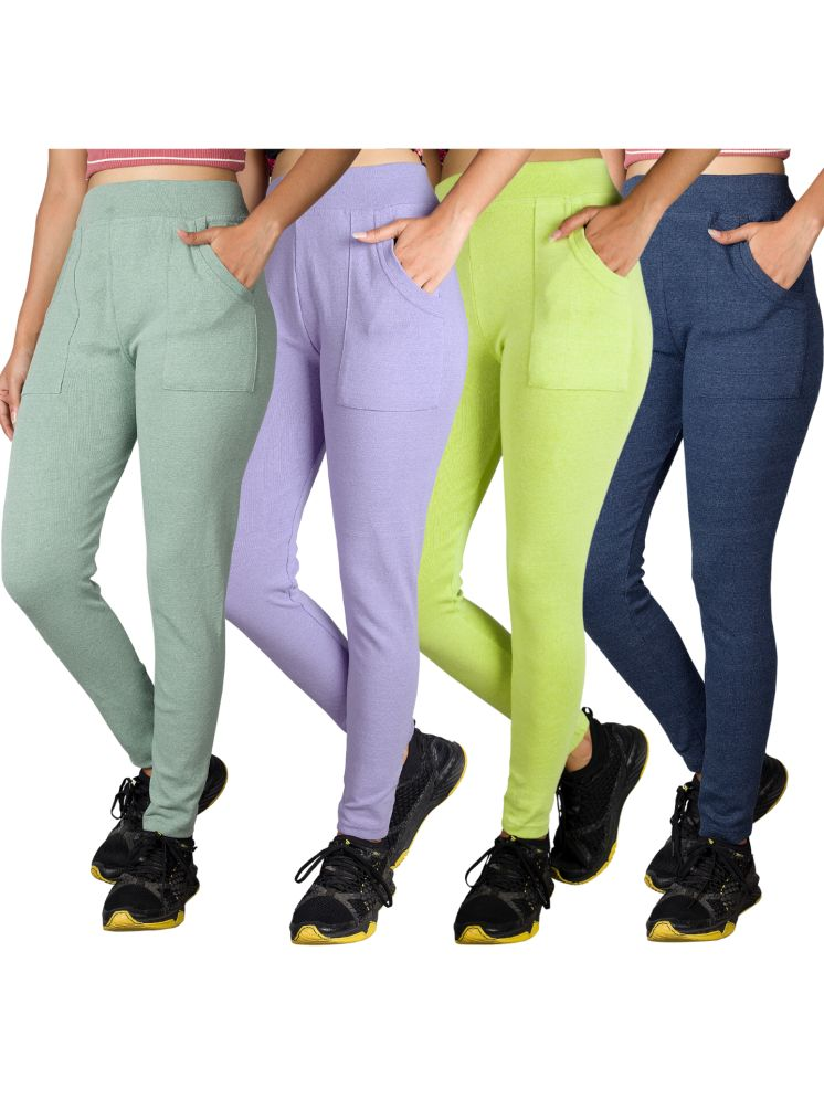     			KARARO JEGGINGS - Cotton Blend Skinny Fit Green Women's Jeggings ( Pack of 4 )