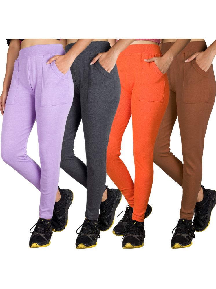     			KARARO JEGGINGS - Cotton Blend Skinny Fit Orange Women's Jeggings ( Pack of 4 )