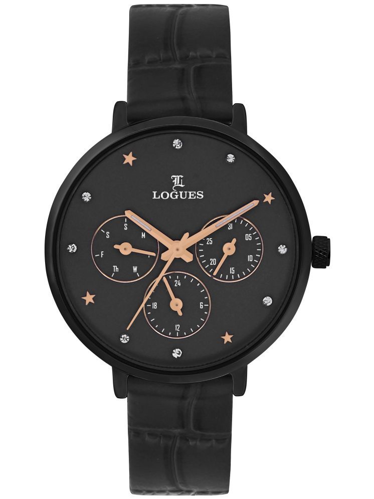     			LOGUES WATCHES Analog Black Dial Women'S Watch | L 1712 Nl-03 | 3 ATM Water Resistant