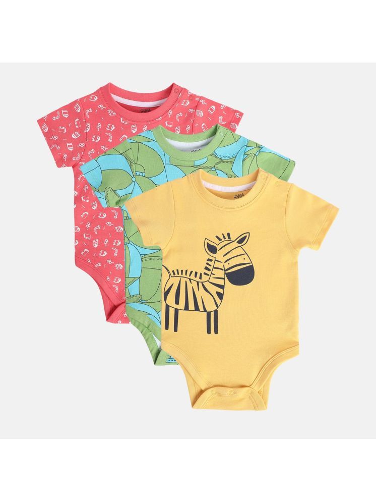     			MINI KLUB Multi Color Cotton Bodysuit For Baby Boy ( Pack of 3 )