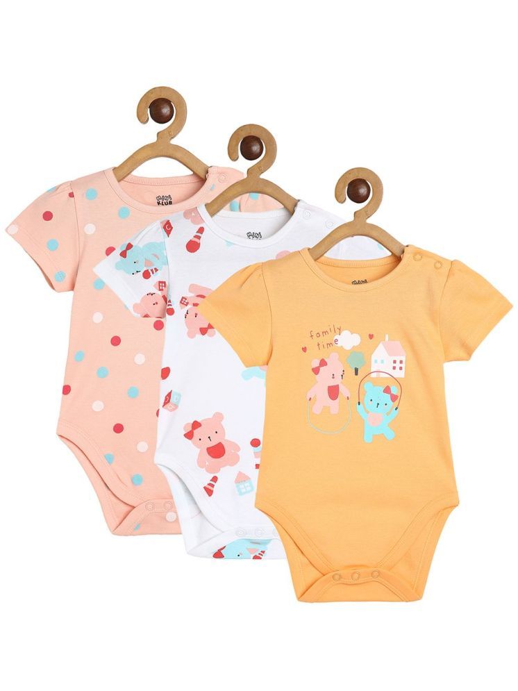     			MINI KLUB Multi Color Cotton Bodysuit For Baby Girl ( Pack of 3 )