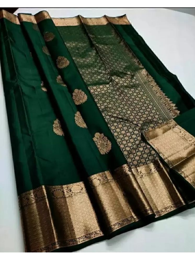     			Saadhvi Art Silk Self Design Saree With Blouse Piece - Green ( Pack of 1 )