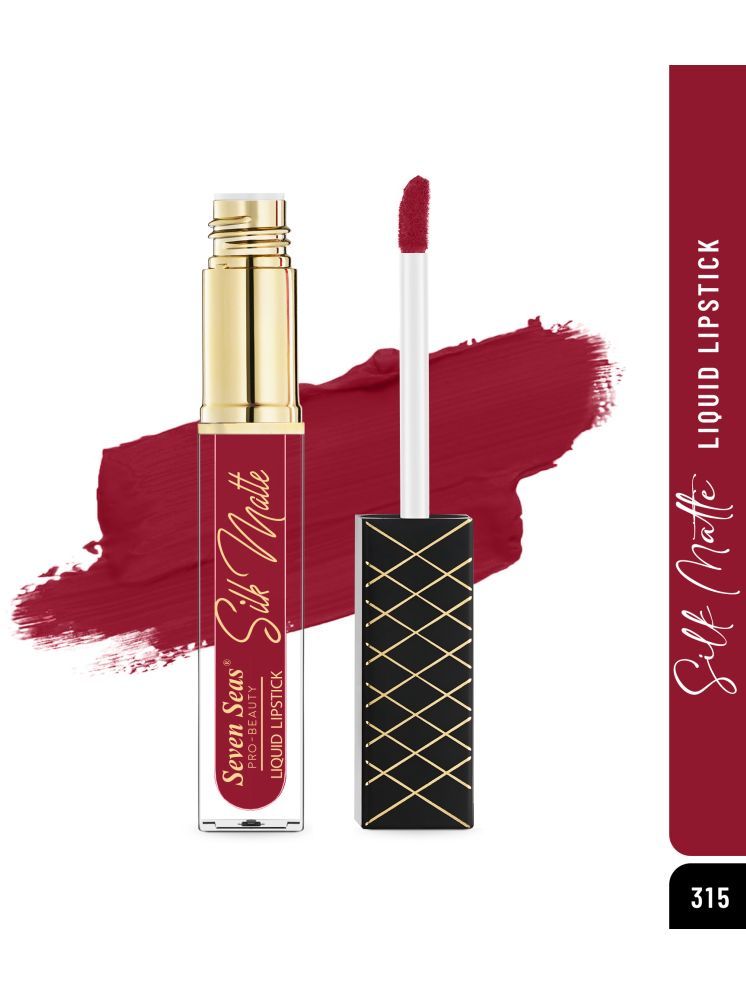     			Seven Seas Silk Matte Long StayHigh Coverage Glides Smoothly Liquid Lipstick(Medium Carmine,7ML)