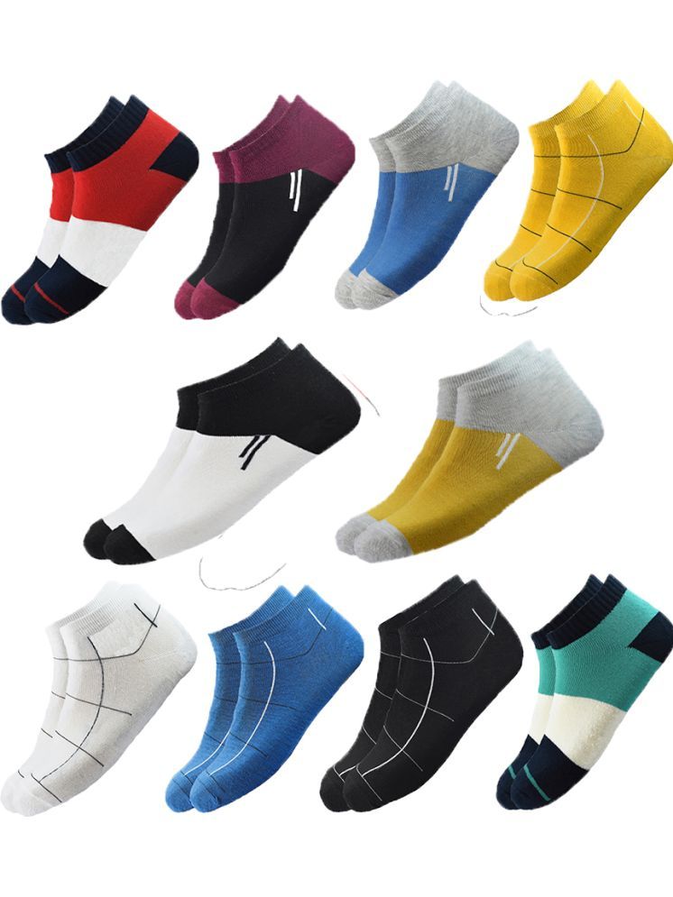     			hicode Blended Men's Colorblock Multicolor Ankle Length Socks ( Pack of 10 )