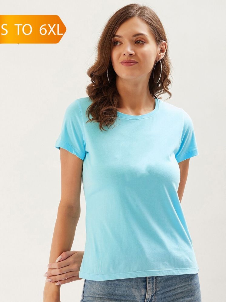     			plusperfaction Light Blue Cotton Regular Fit Women's T-Shirt ( Pack of 1 )