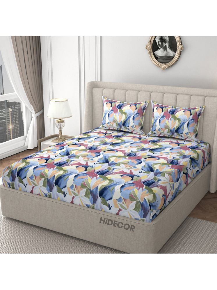     			HIDECOR Microfiber Floral 1 Double with 2 Pillow Covers - Multicolor