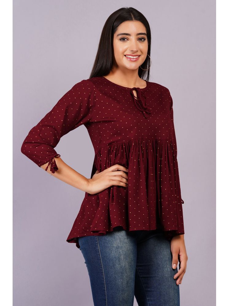     			HIGHLIGHT FASHION EXPORT Maroon Rayon Women's A-Line Top ( Pack of 1 )