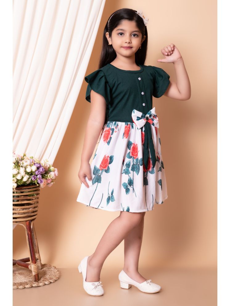     			JCT DRESSES Crepe Frock For Girls ( Pack of 1 , Dark Green )