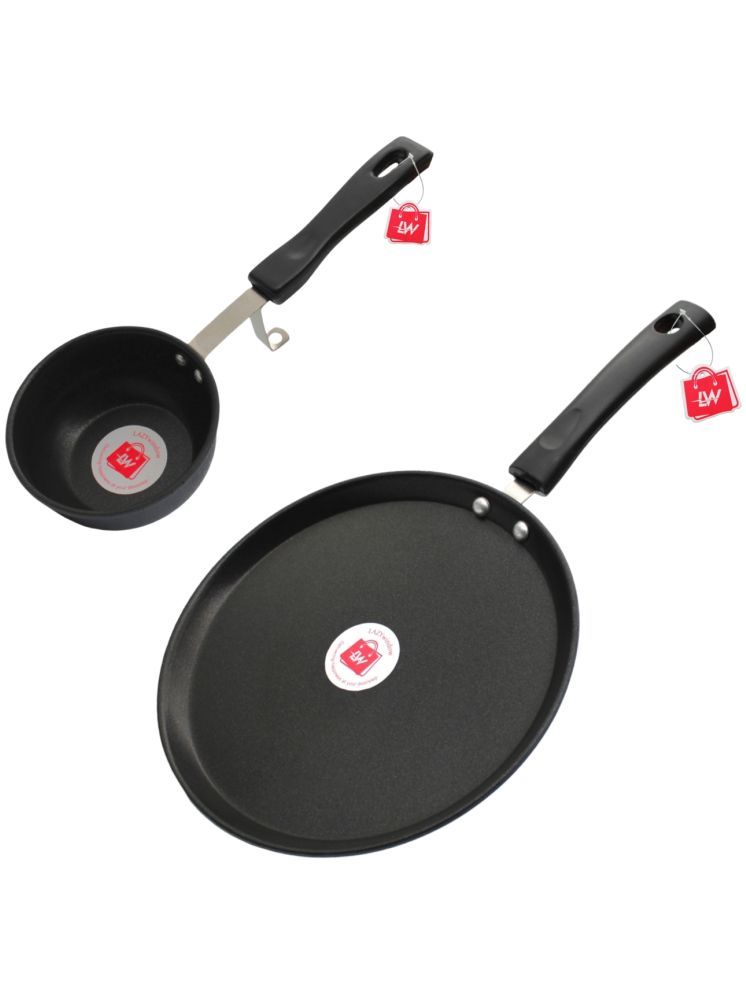     			LAZYWINDOW Tadka Pan And Tawa Grey Hard Anodised Non-Stick Cookware Sets ( Set of 1 )