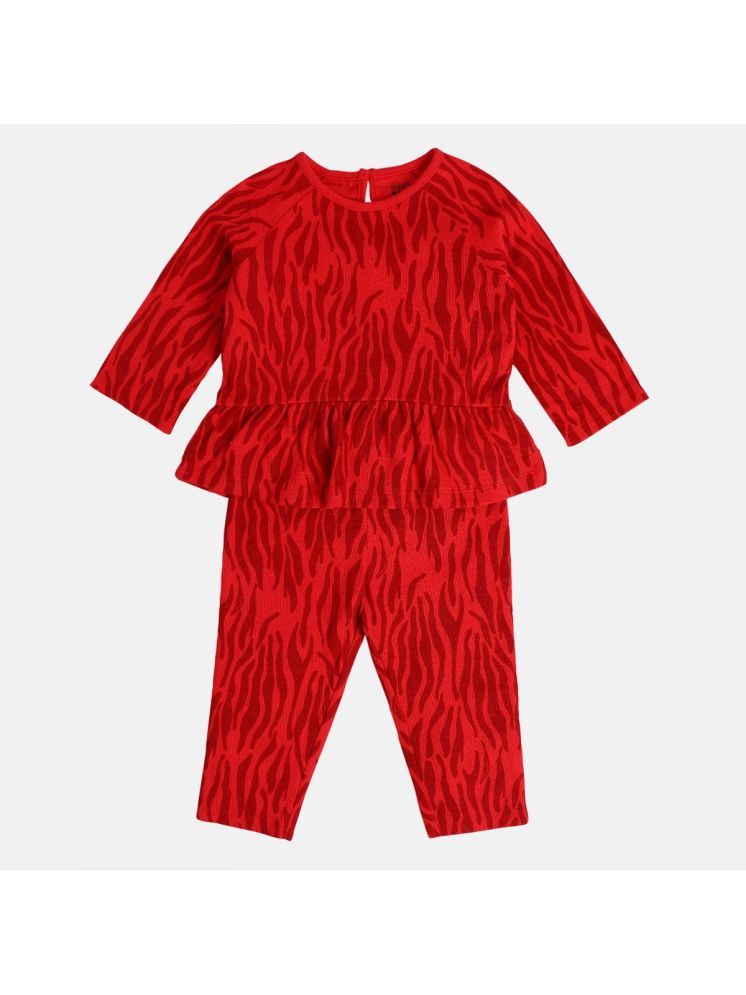     			MINI KLUB Red Cotton Baby Girl Top & Trouser ( Pack of 1 )