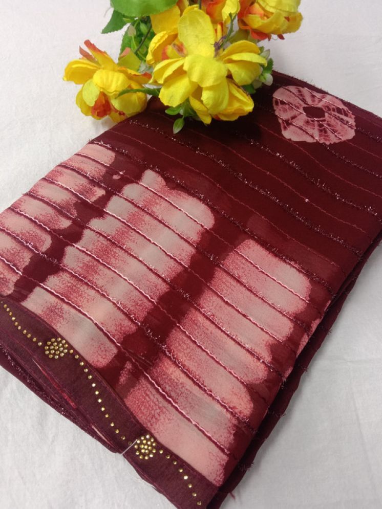     			Nemawari Silk Mills Georgette Printed Saree With Blouse Piece - Maroon ( Pack of 1 )