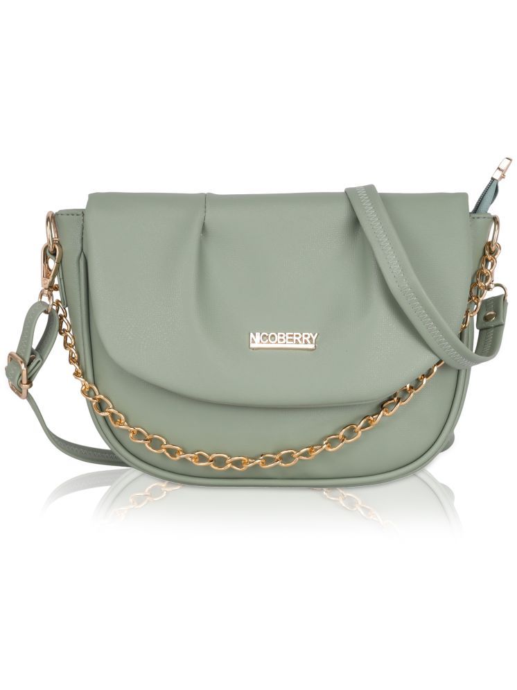     			Nicoberry Mint Green PU Sling Bag