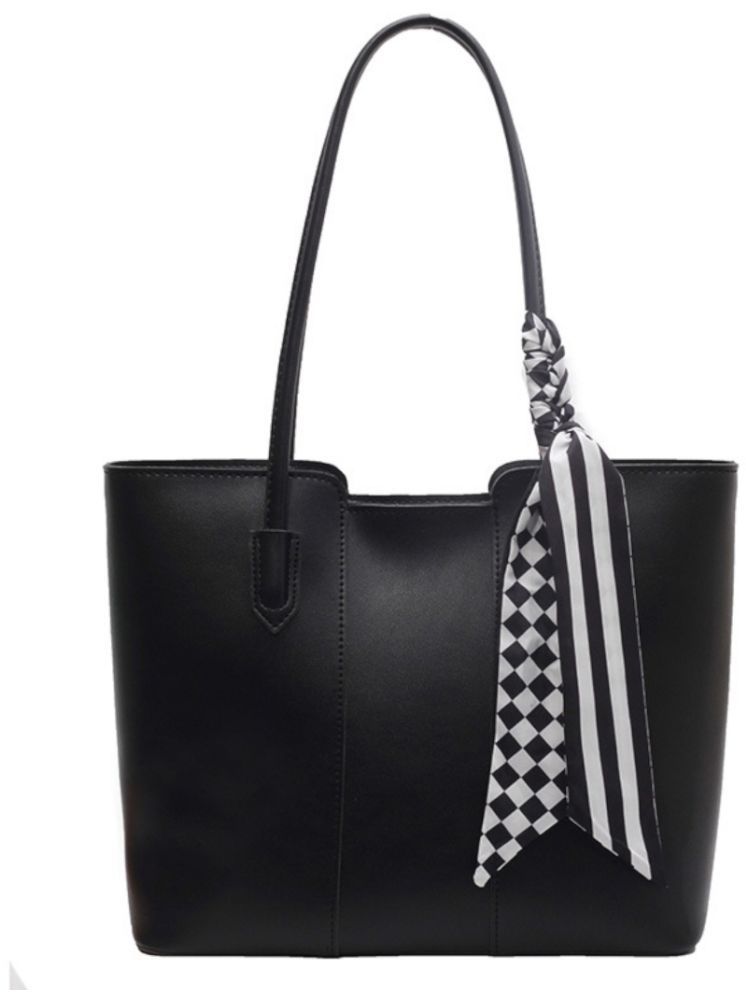     			Santorini Black Faux Leather Tote Bag