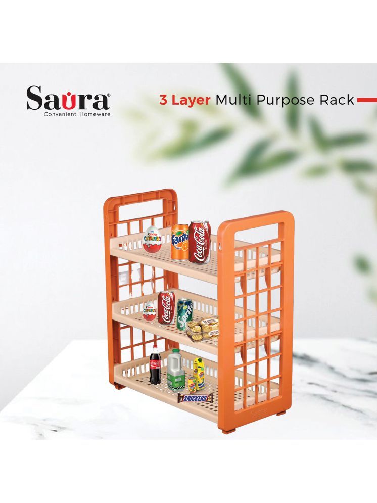     			Saura Brown Plastic Storage Racks ( Pack of 1 )