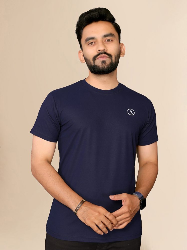     			Anand Polyester Regular Fit Solid Half Sleeves Men's Round T-Shirt - Navy Blue ( Pack of 1 )