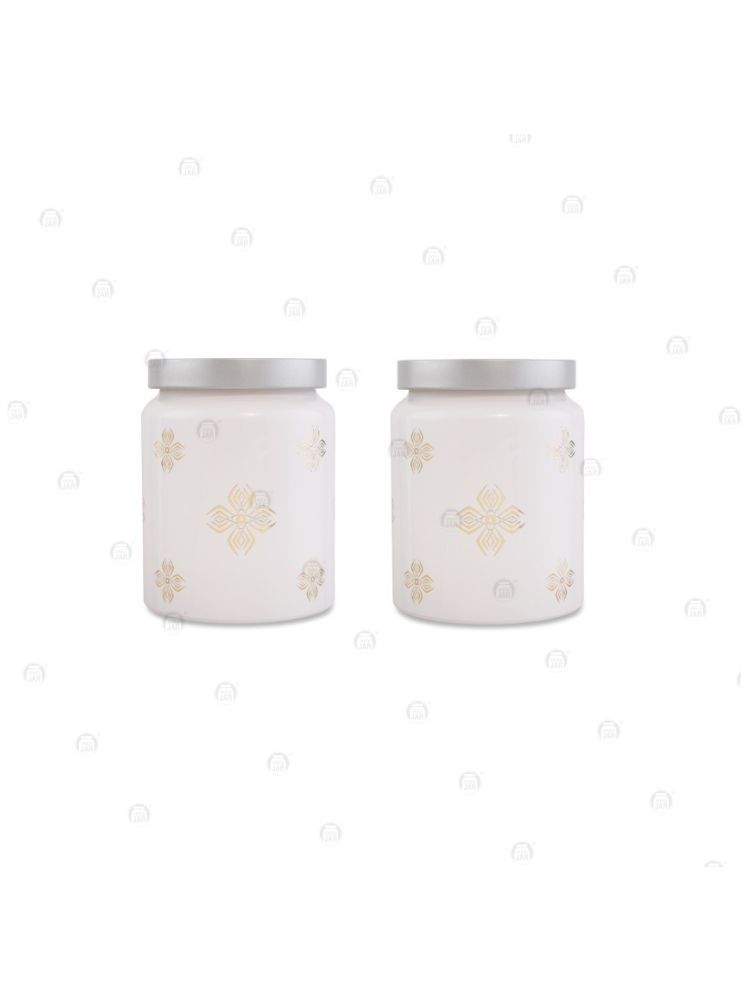     			CROCO JAR Glass Silver Cookie Container ( Set of 2 )