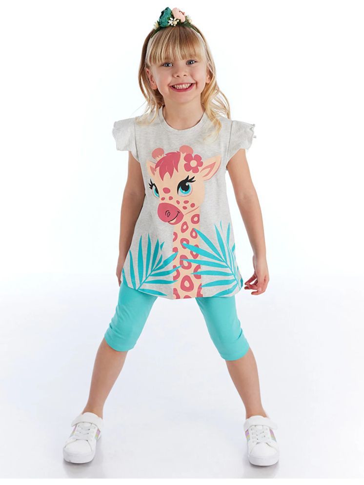     			J&JP Pack of 1 Girls Cotton Blend Top With Capris ( Multi )