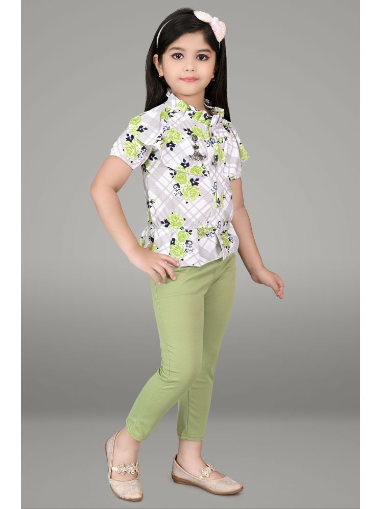     			JCT DRESSES Light Green Crepe Girls Top With Leggings ( Pack of 1 )