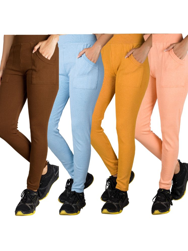     			KARARO JEGGINGS - Cotton Blend Skinny Fit Camel Women's Jeggings ( Pack of 4 )