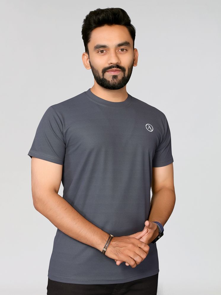     			Kashvi Polyester Regular Fit Solid Half Sleeves Men's Round T-Shirt - Grey ( Pack of 1 )