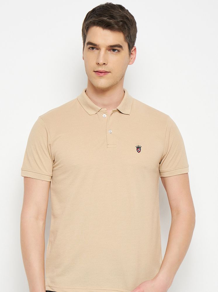     			RELANE Cotton Blend Regular Fit Solid Half Sleeves Men's Polo T Shirt - Beige ( Pack of 1 )