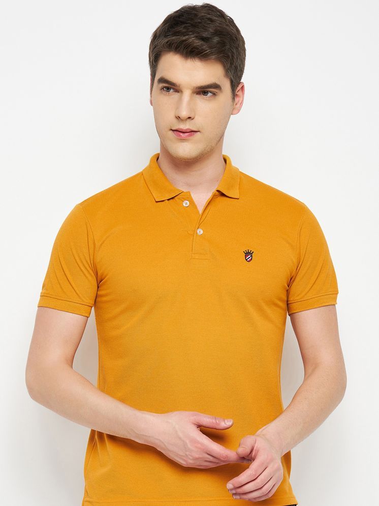     			RELANE Cotton Blend Regular Fit Solid Half Sleeves Men's Polo T Shirt - Mustard ( Pack of 1 )