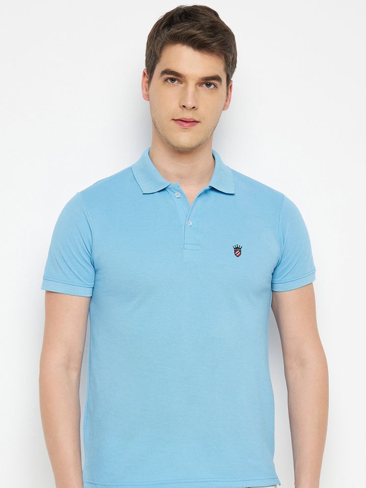     			RELANE Cotton Blend Regular Fit Solid Half Sleeves Men's Polo T Shirt - Blue ( Pack of 1 )