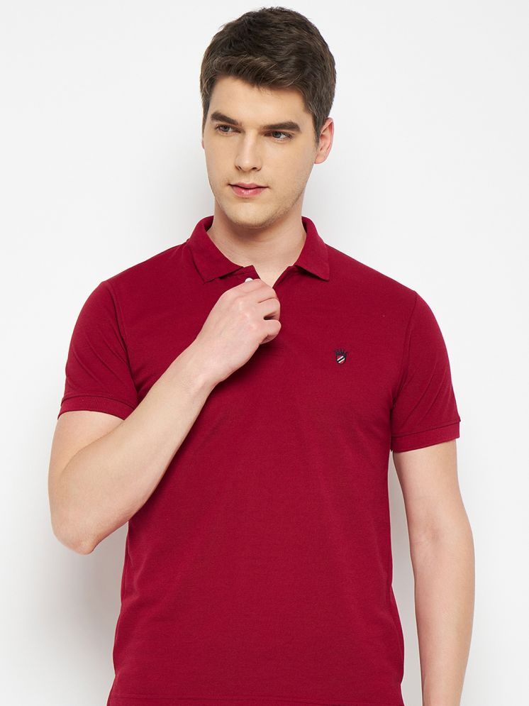     			RELANE Pack of 1 Cotton Blend Regular Fit Solid Half Sleeves Men's Polo T Shirt ( Maroon )