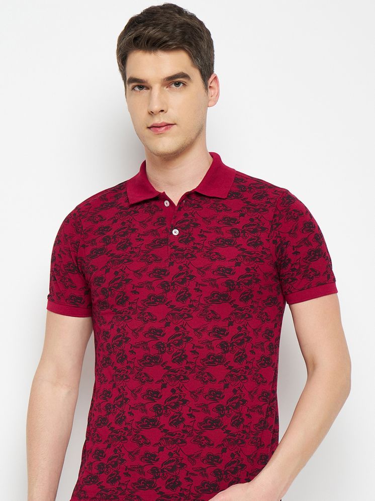     			RELANE Cotton Blend Regular Fit Printed Half Sleeves Men's Polo T Shirt - Maroon ( Pack of 1 )