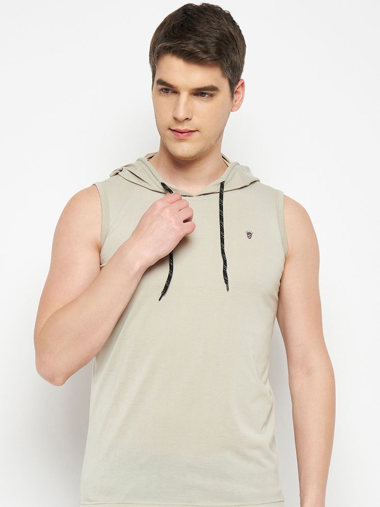     			RELANE Cotton Blend Regular Fit Solid Sleeveless Men's Hooded T-Shirt - Beige ( Pack of 1 )