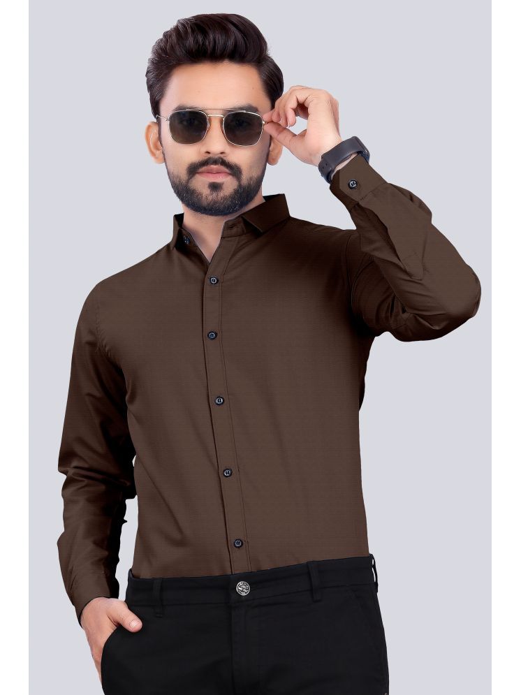     			S.K. CASUAL Cotton Blend Regular Fit Full Sleeves Men's Formal Shirt - Brown ( Pack of 1 )