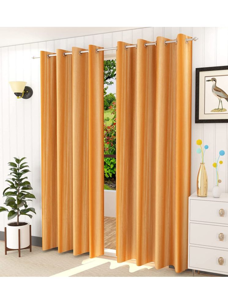     			THE LAILA Solid Room Darkening Ring Rod Curtain 5 ft ( Pack of 2 ) - GOLD